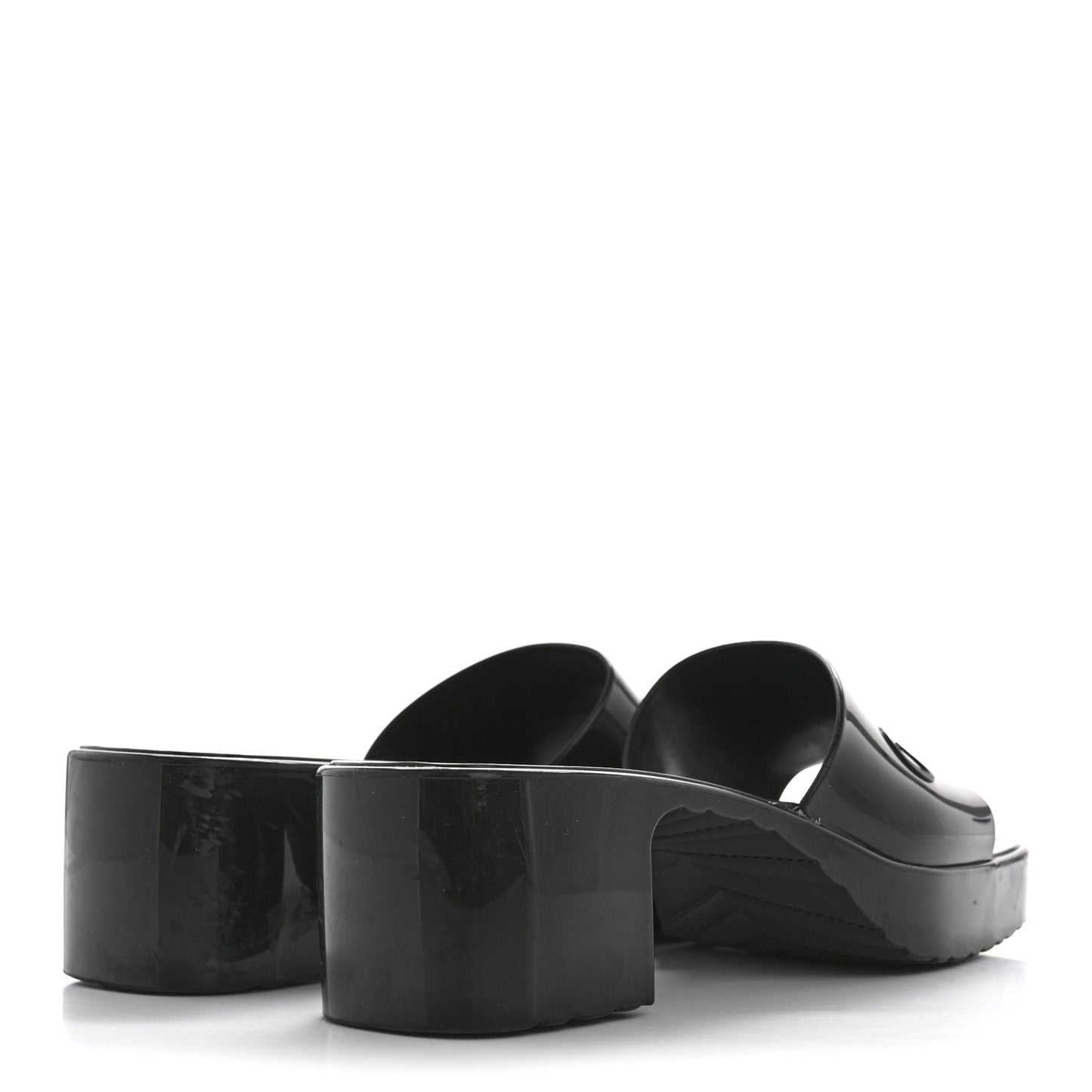 Rubber Gucci Logo Womens Platform 20/60mm Slide Sandals 37 Black