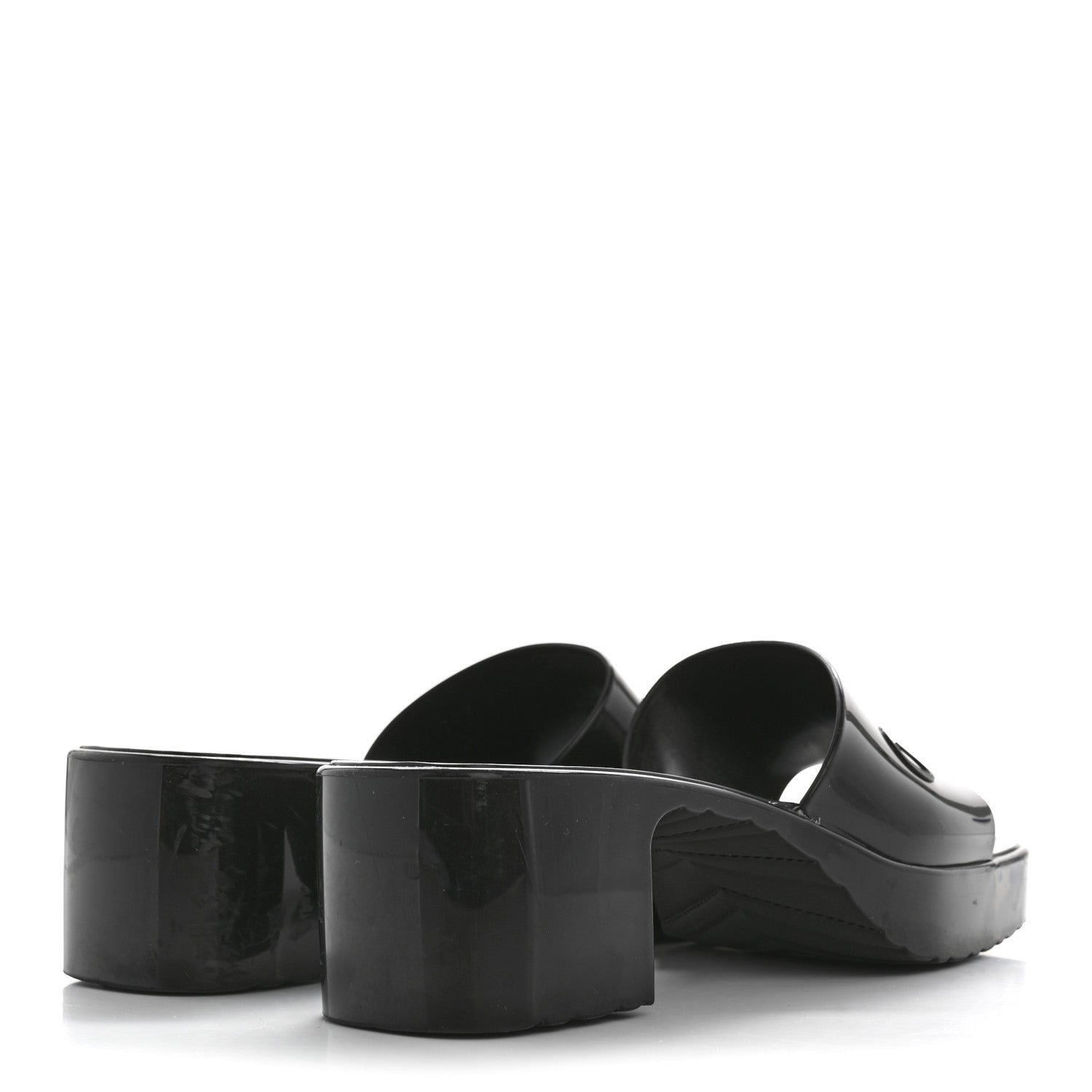 Gucci Rubber Gucci Logo Womens Platform 20/60mm Slide Sandals 37 Black 5 of 10