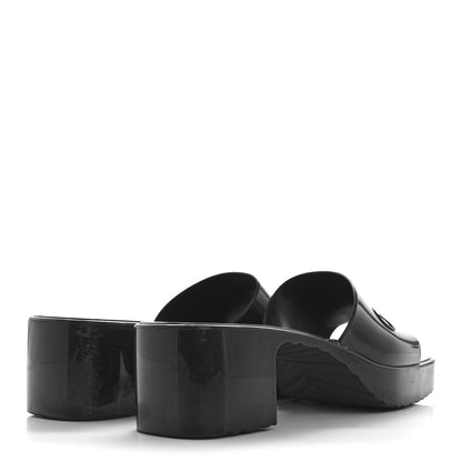 Gucci Rubber Gucci Logo Womens Platform 20/60mm Slide Sandals 37 Black 5 of 10