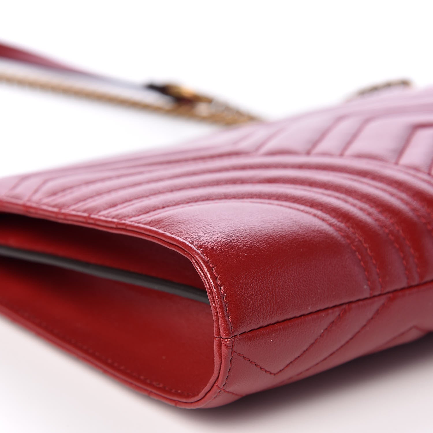 Gucci Azalea Calfskin Matelasse Heart Medium GG Marmont Slim Shoulder Bag Romantic Cerise 8 of 9