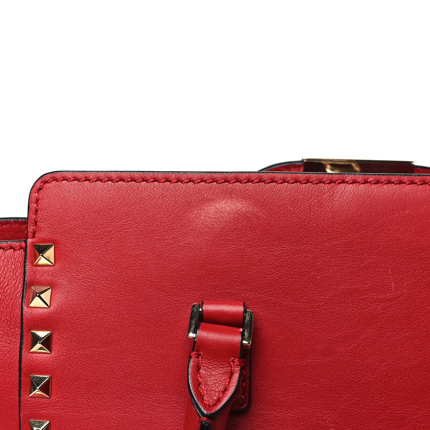 Vitello Rockstud Double Handle Tote Rosso Valentino