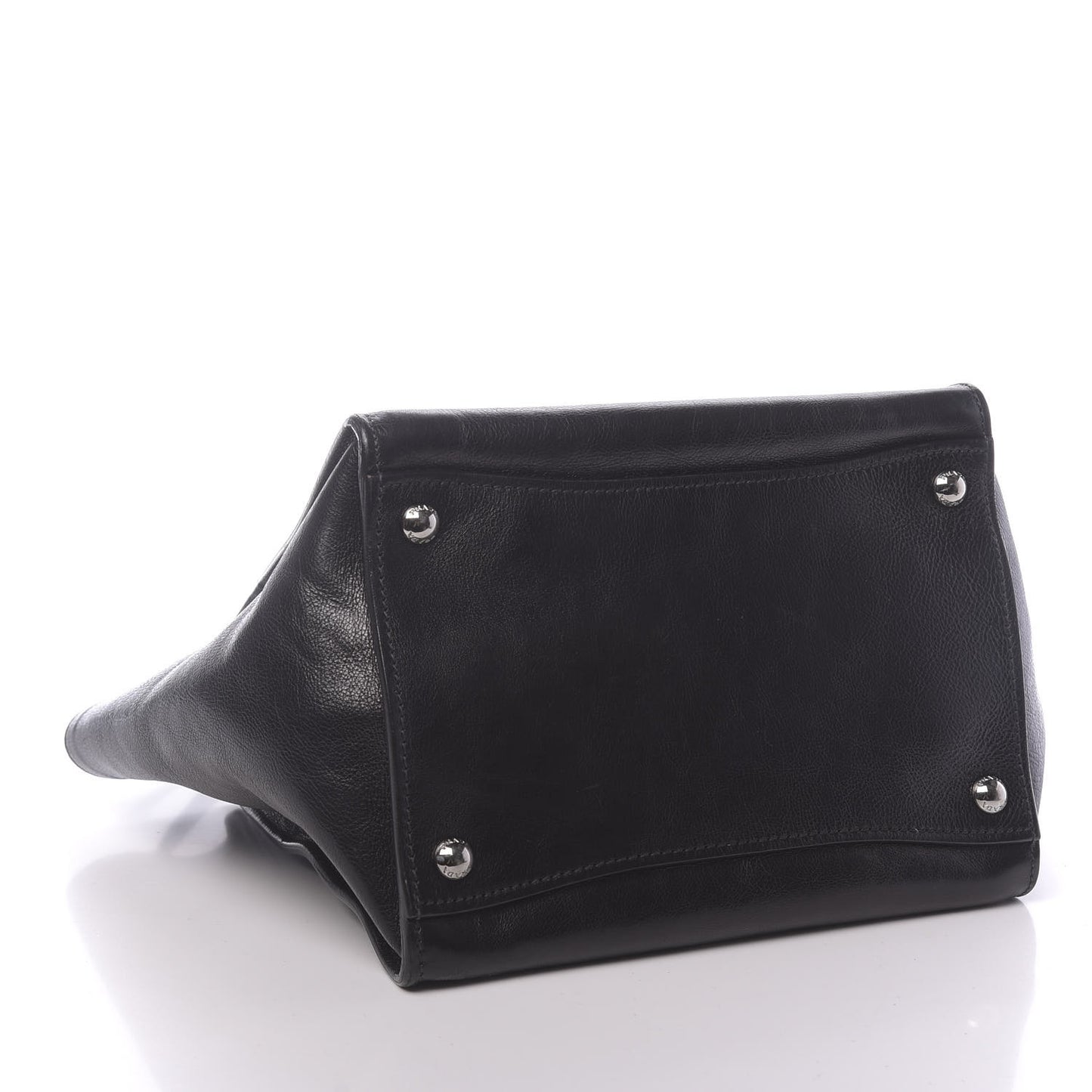 Glace Calf Small Twin Pocket Tote Black