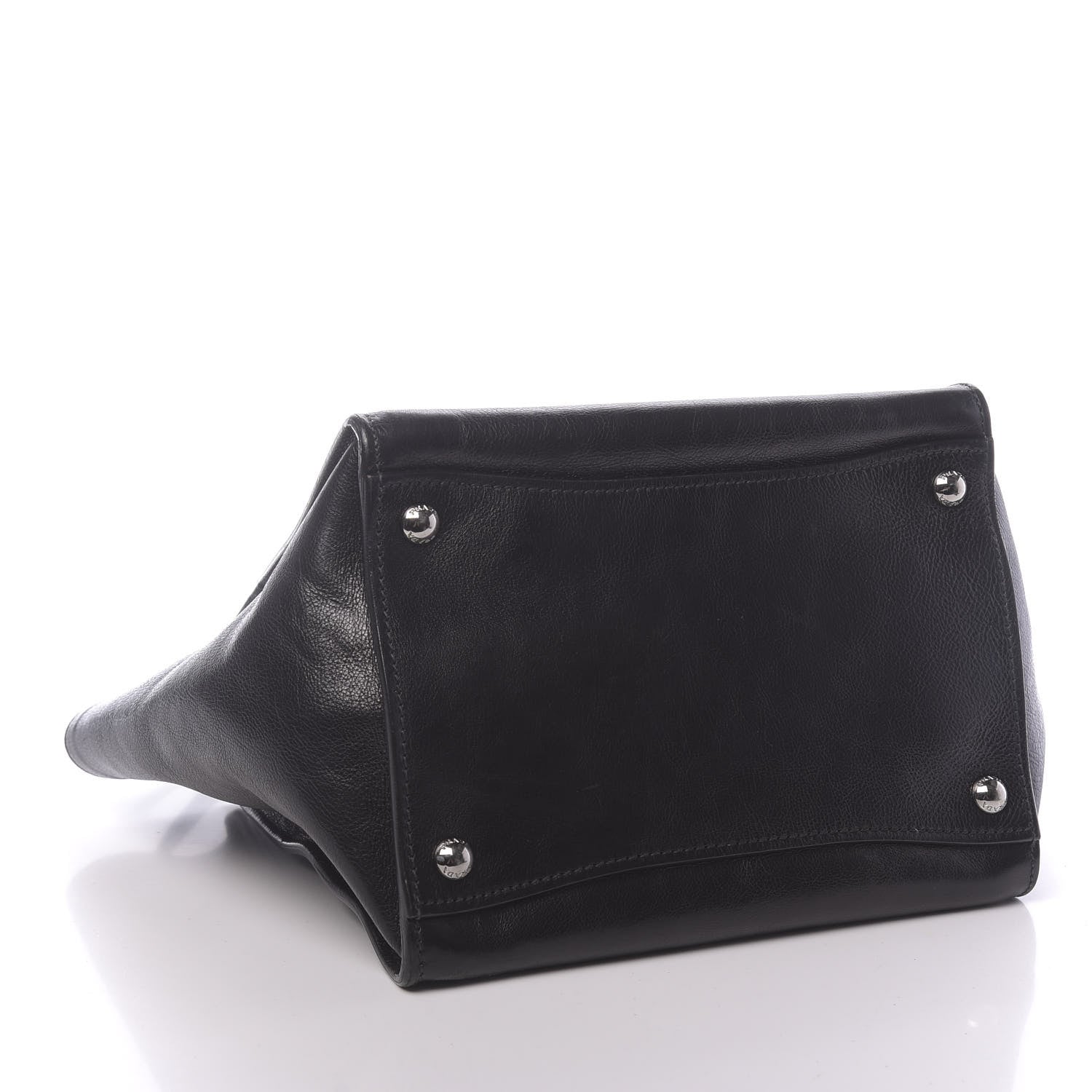 Prada Glace Calf Small Twin Pocket Tote Black 4 of 10