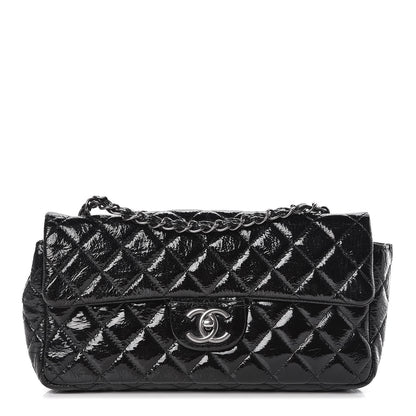 Chanel Distressed Patent Quilted East West Flap Black 1 of 12