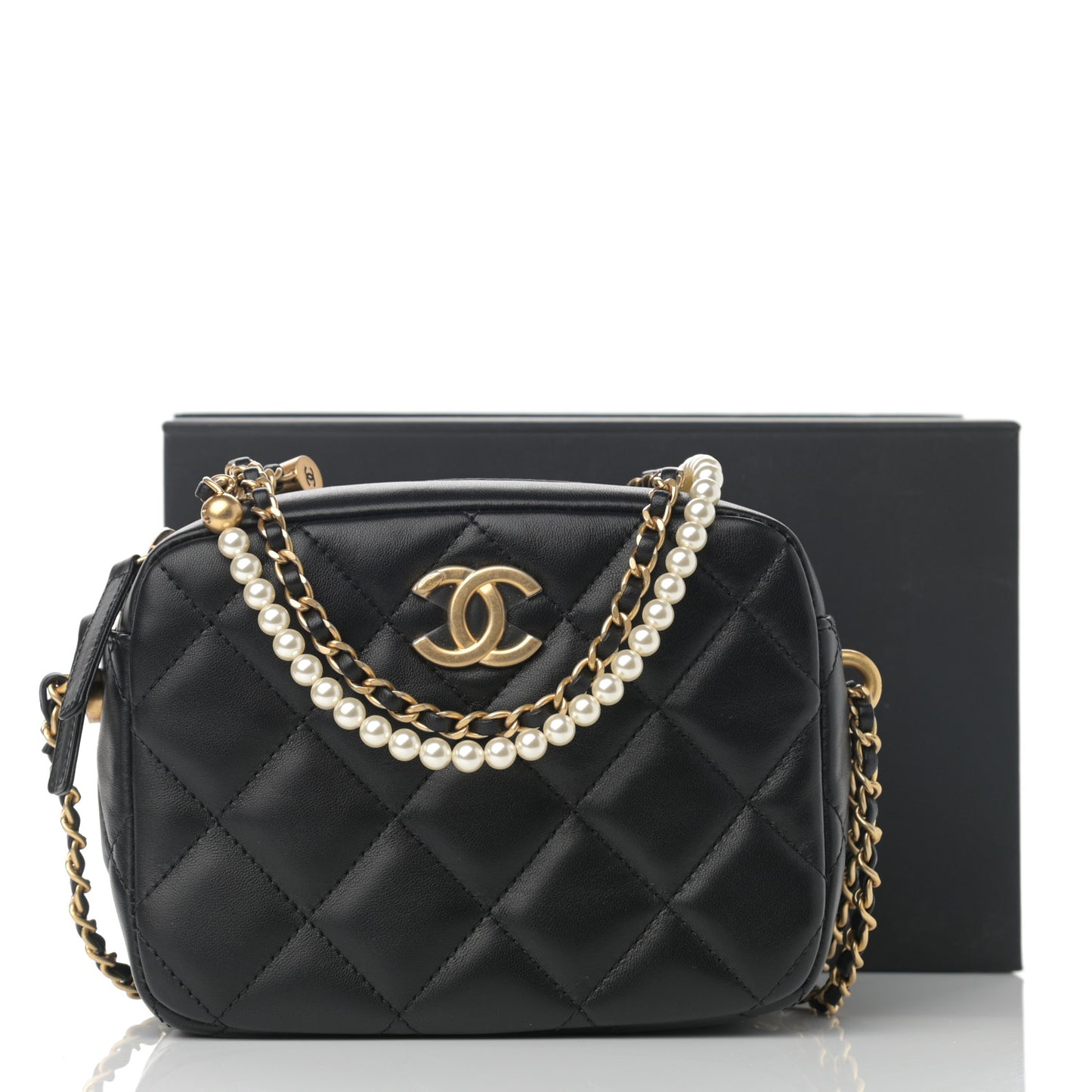 Lambskin Quilted Mini My Perfect Camera Case Black