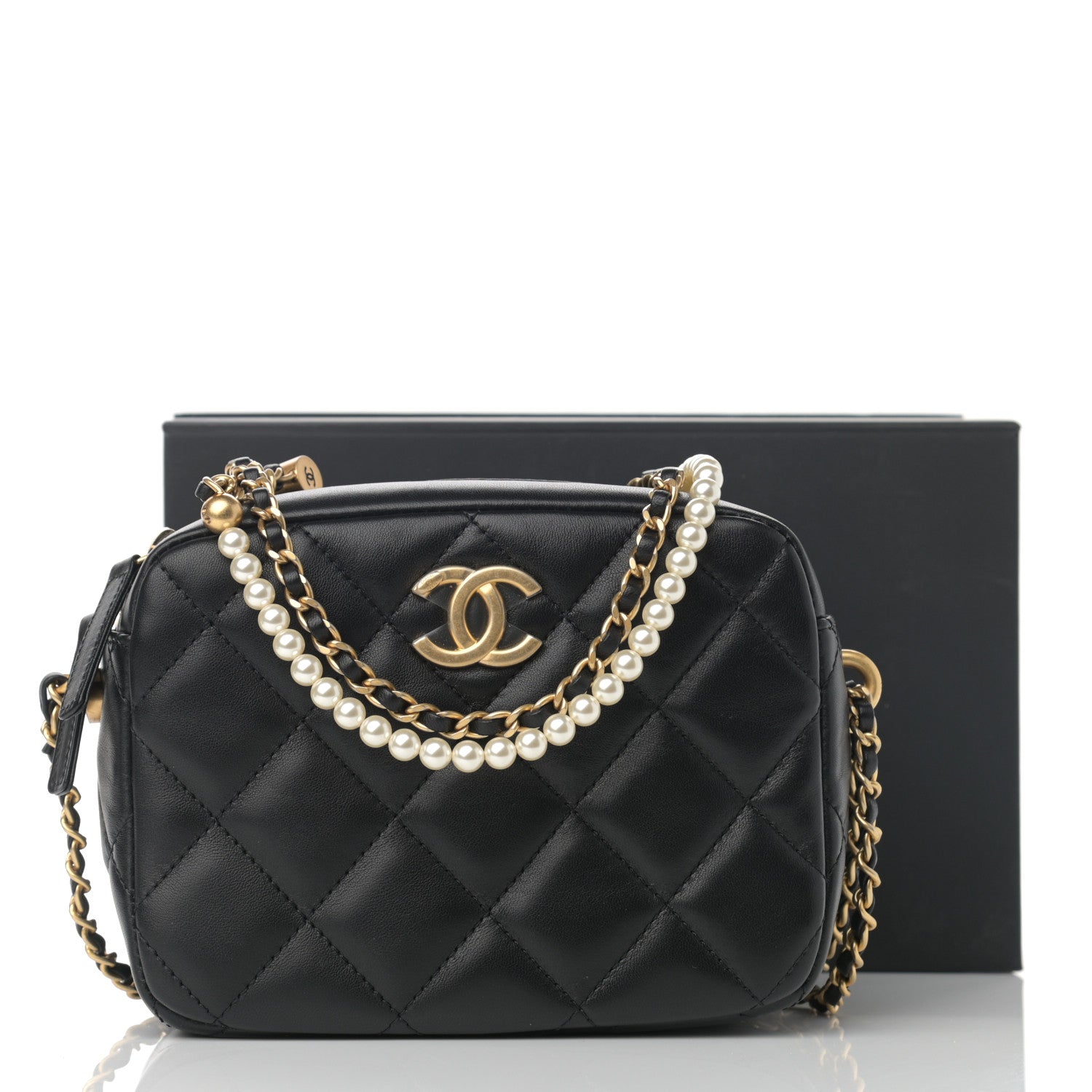 Chanel Lambskin Quilted Mini My Perfect Camera Case Black 12 of 12