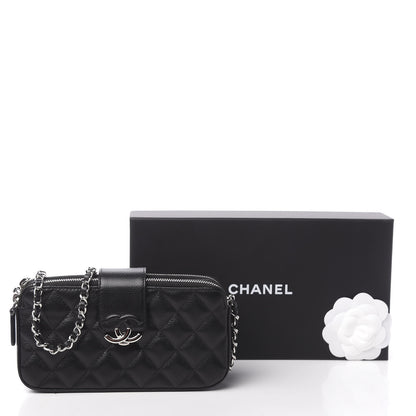 Chanel Grained Calfskin Quilted CC Box Clutch With Chain Black 14 of 14