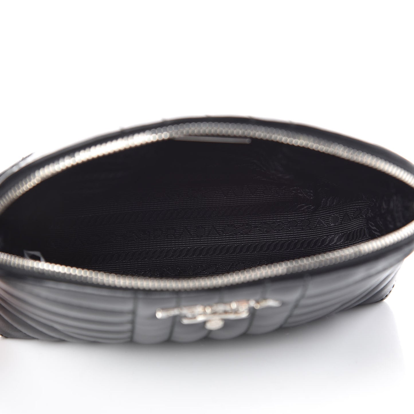 Soft Calfskin Diagramme Wristlet Pouch Bag Black
