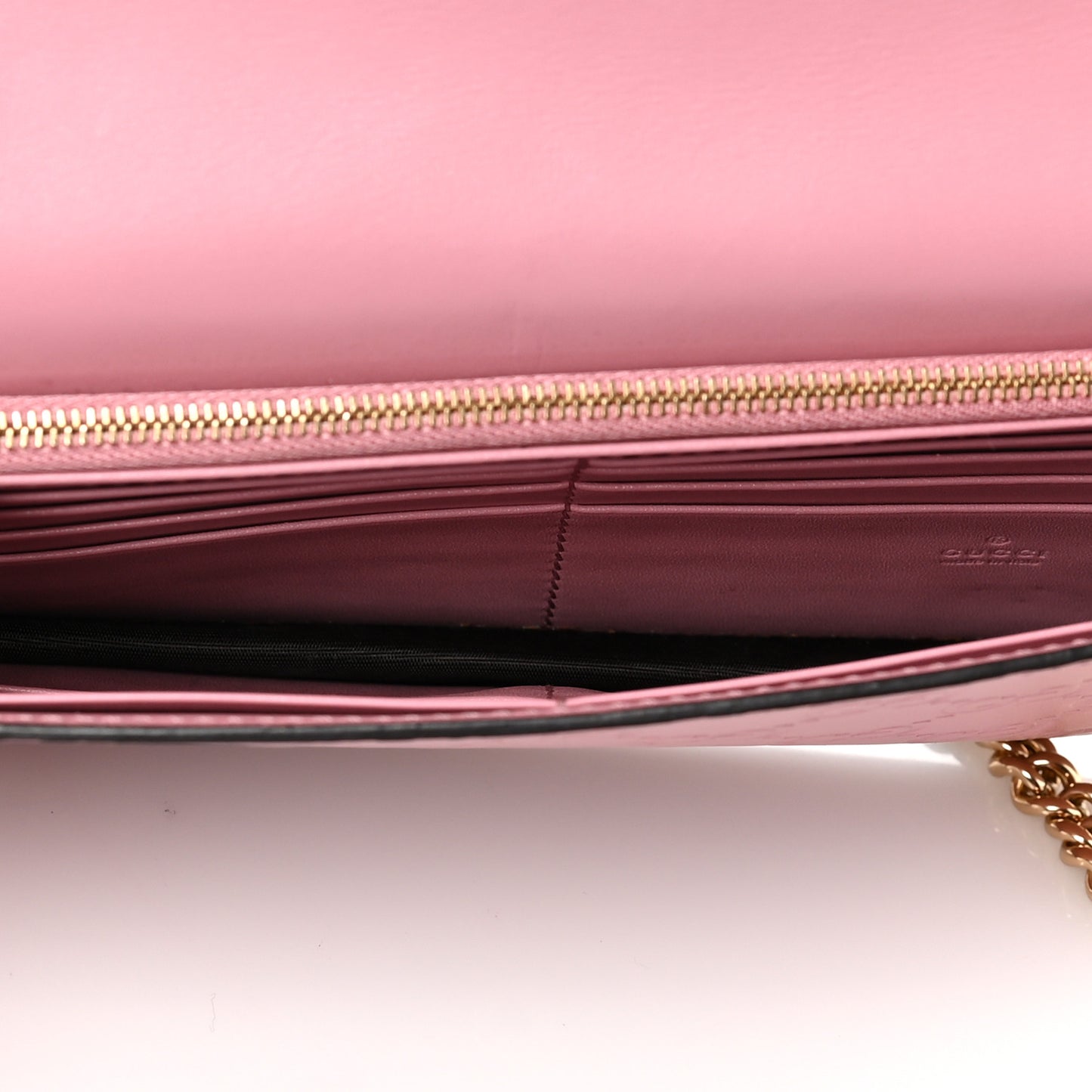 Guccissima Icon Chain Wallet Carmine Rose