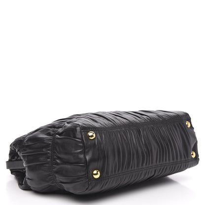 Prada Nappa Dressy Gaufre Framed Tote Black 4 of 9