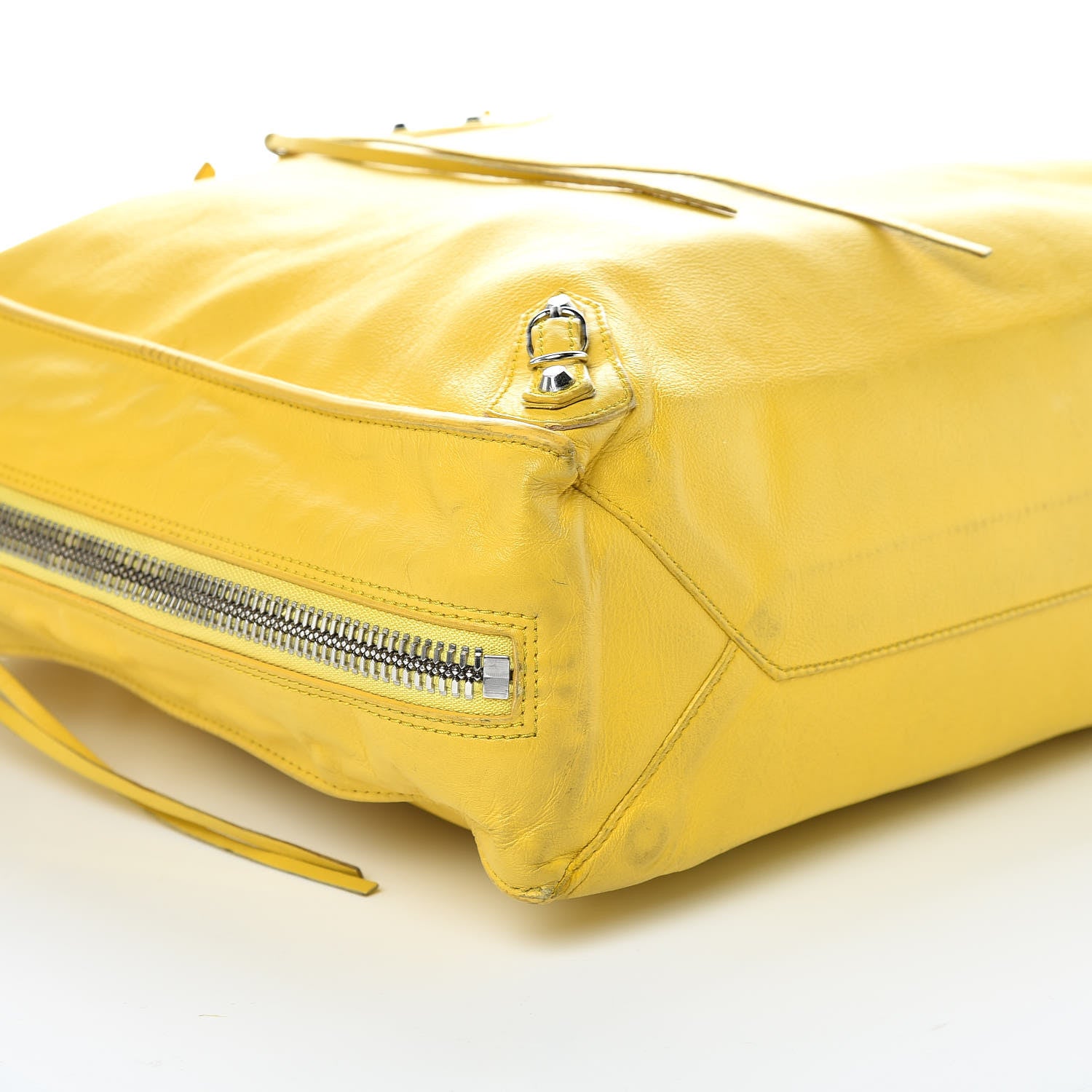 Balenciaga Supple Calfskin Papier Ledger Zip Around Tote Jaune Soleil 12 of 13