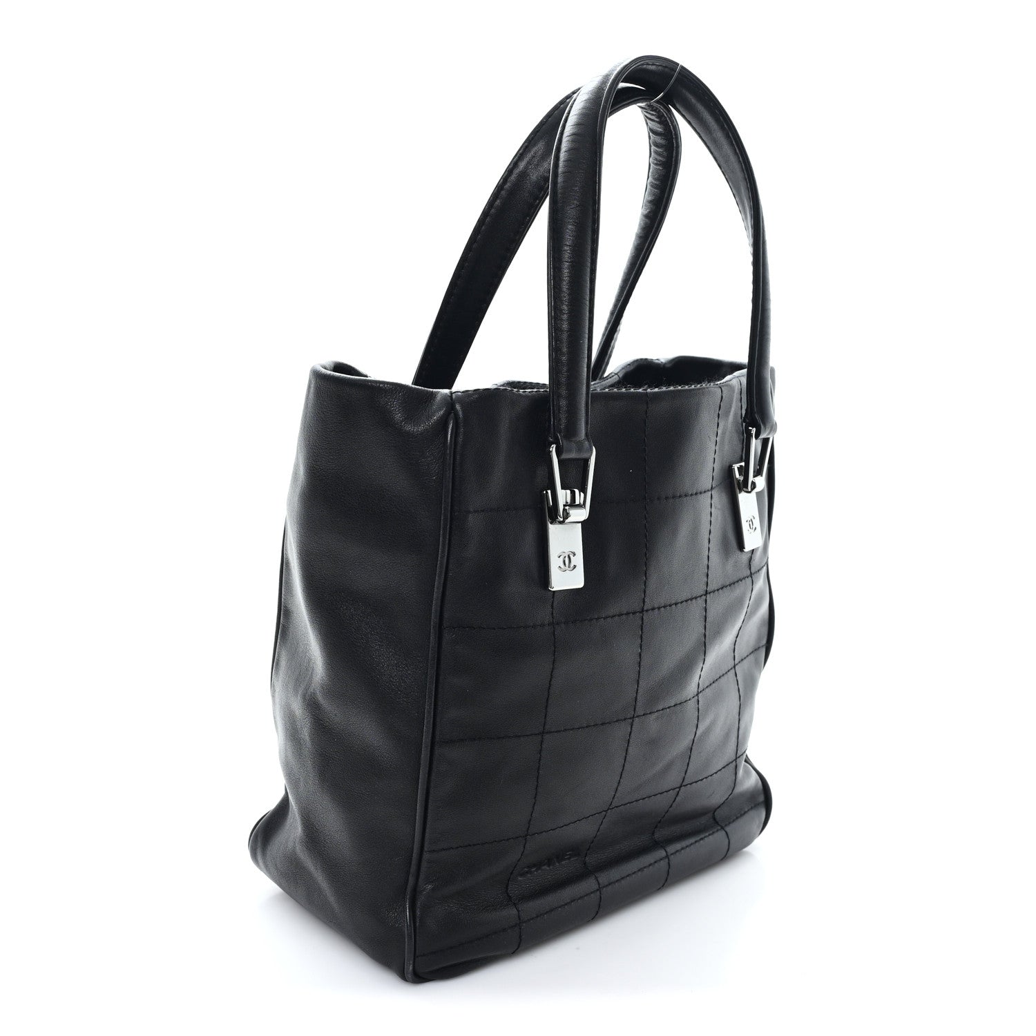 Chanel Lambskin Square Stitched Tote Black 3 of 10