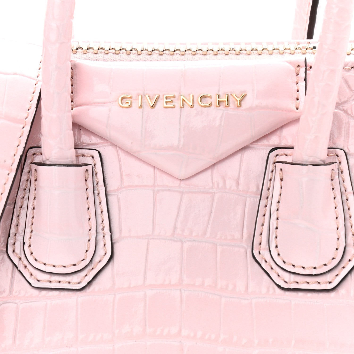 Givenchy Calfskin Crocodile Embossed Mini Antigona Pink 7 of 10