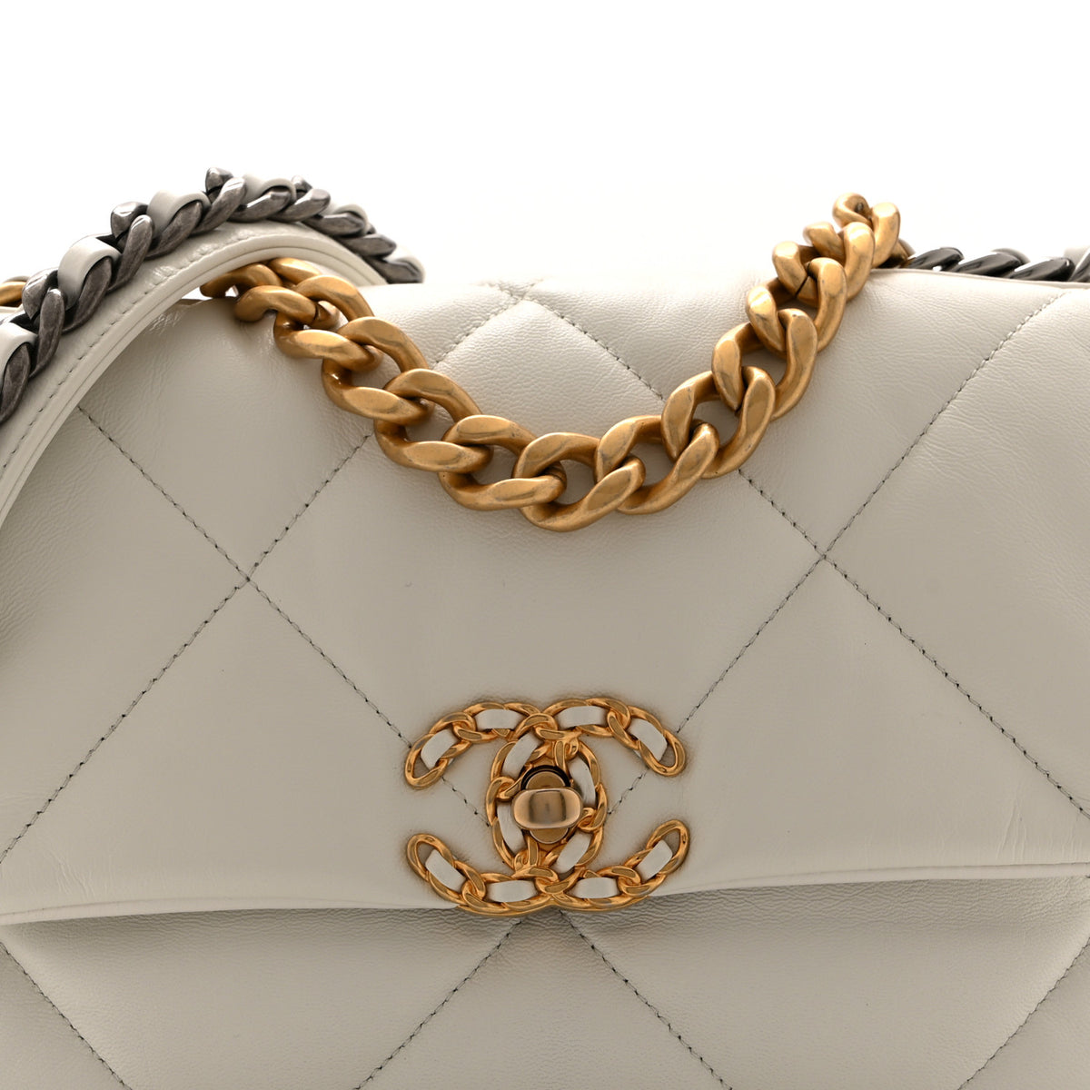 Chanel Lambskin Quilted Medium Chanel 19 Flap White 8 of 10