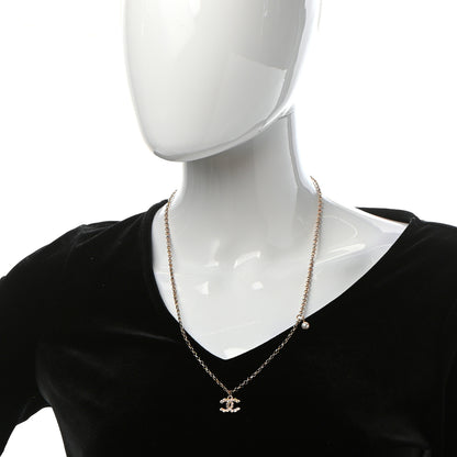 Chanel Pearl Crystal CC Pendant Necklace Gold 2 of 5