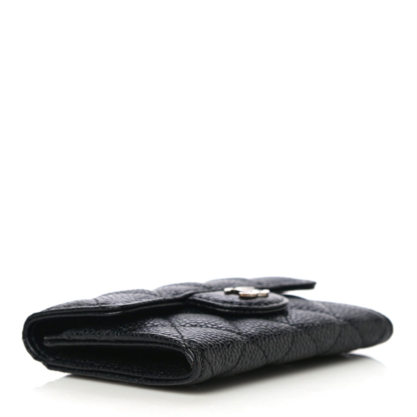 Caviar Quilted Flap Card Holder Black