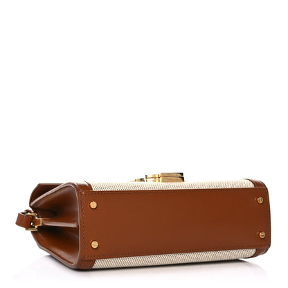 Saint Laurent Canvas Calfskin Mini Classic Monogram Cassandra Top Handle Tan Natural 4 of 10