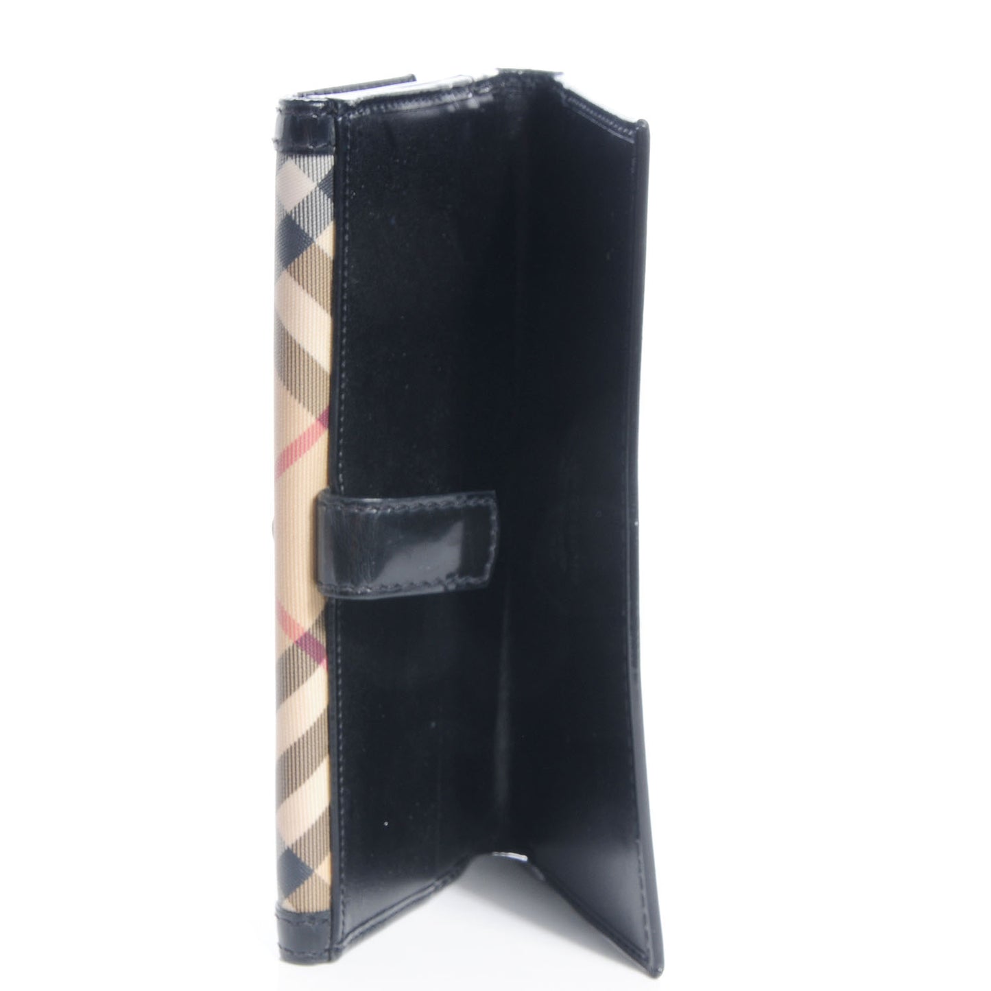 Patent Nova Check Tri-Fold Wallet Black