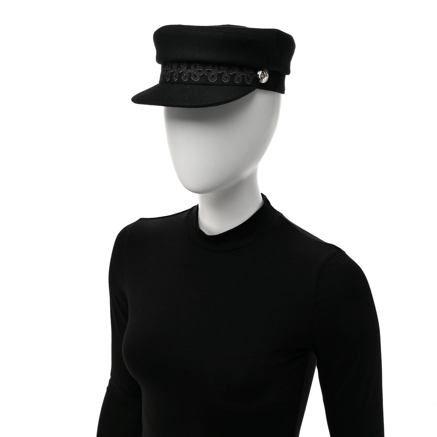 Wool Flannel Cabourg En Finesse Cap Black