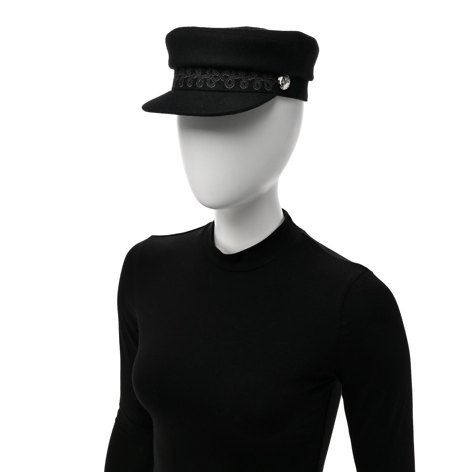 Hermes Wool Flannel Cabourg En Finesse Cap Black 2 of 9