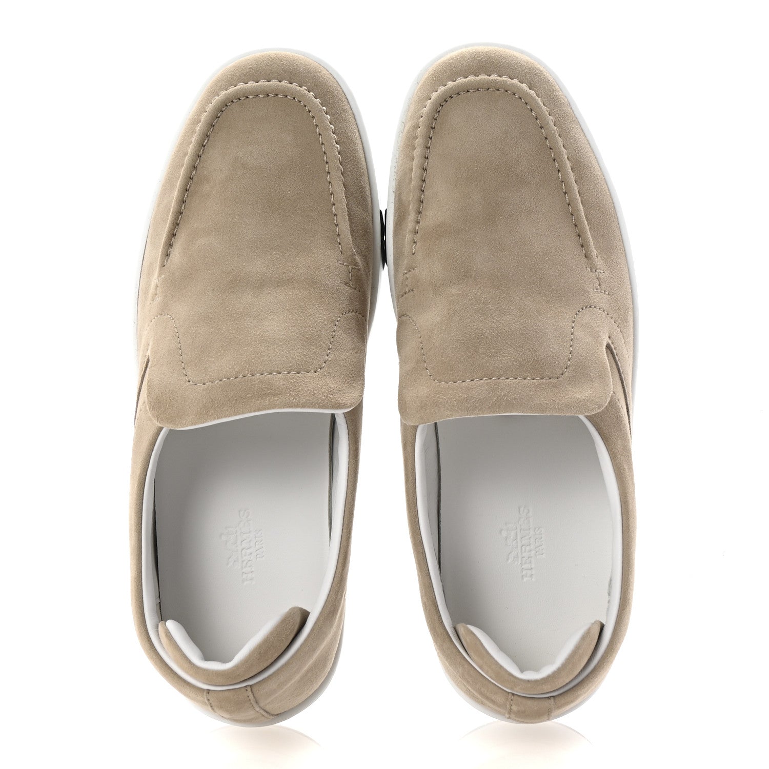 Hermes Suede Goatskin Kiddy Slip On Sneakers 38.5 Beige Esquisse 2 of 10