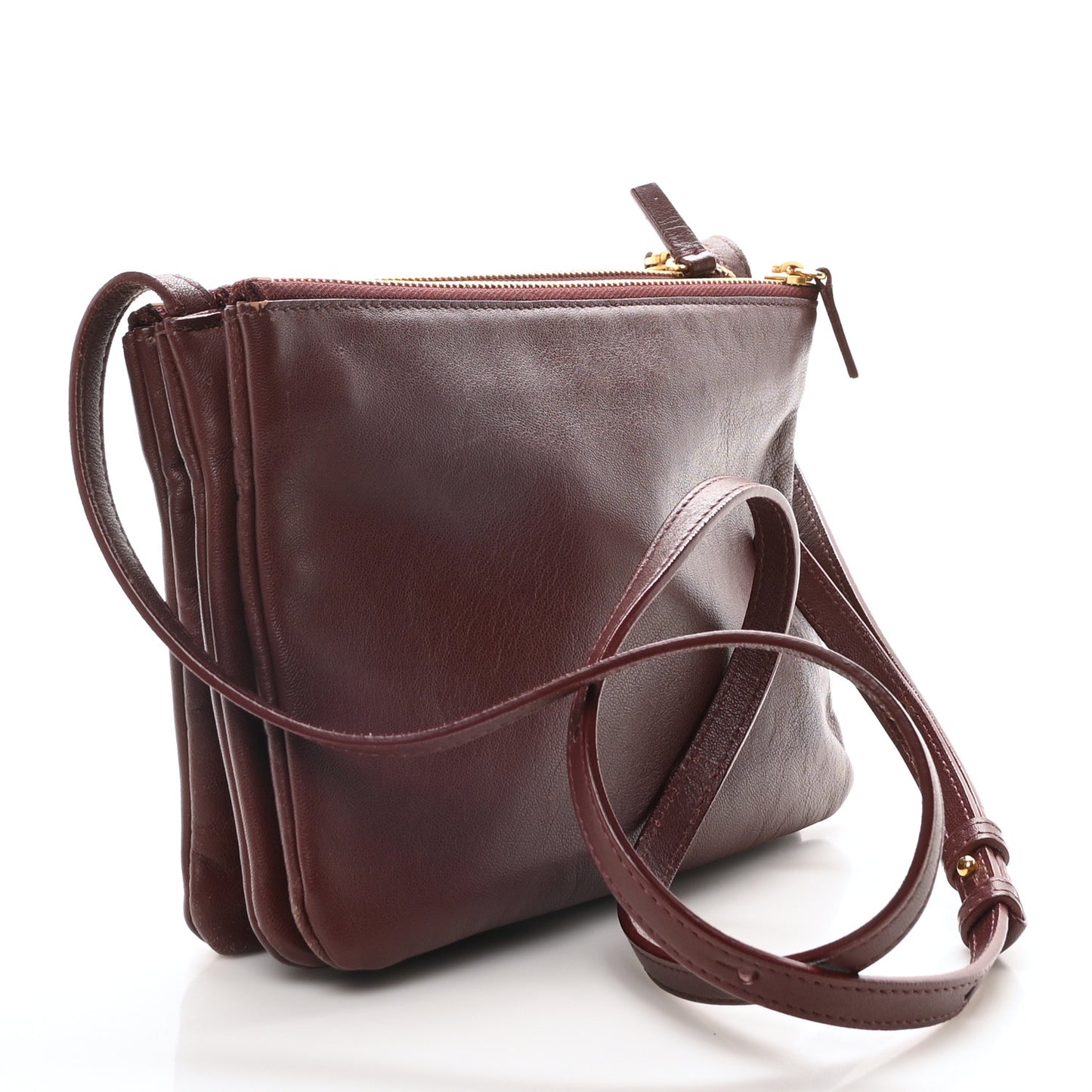 Smooth Lambskin Small Trio Crossbody Bag Burgundy