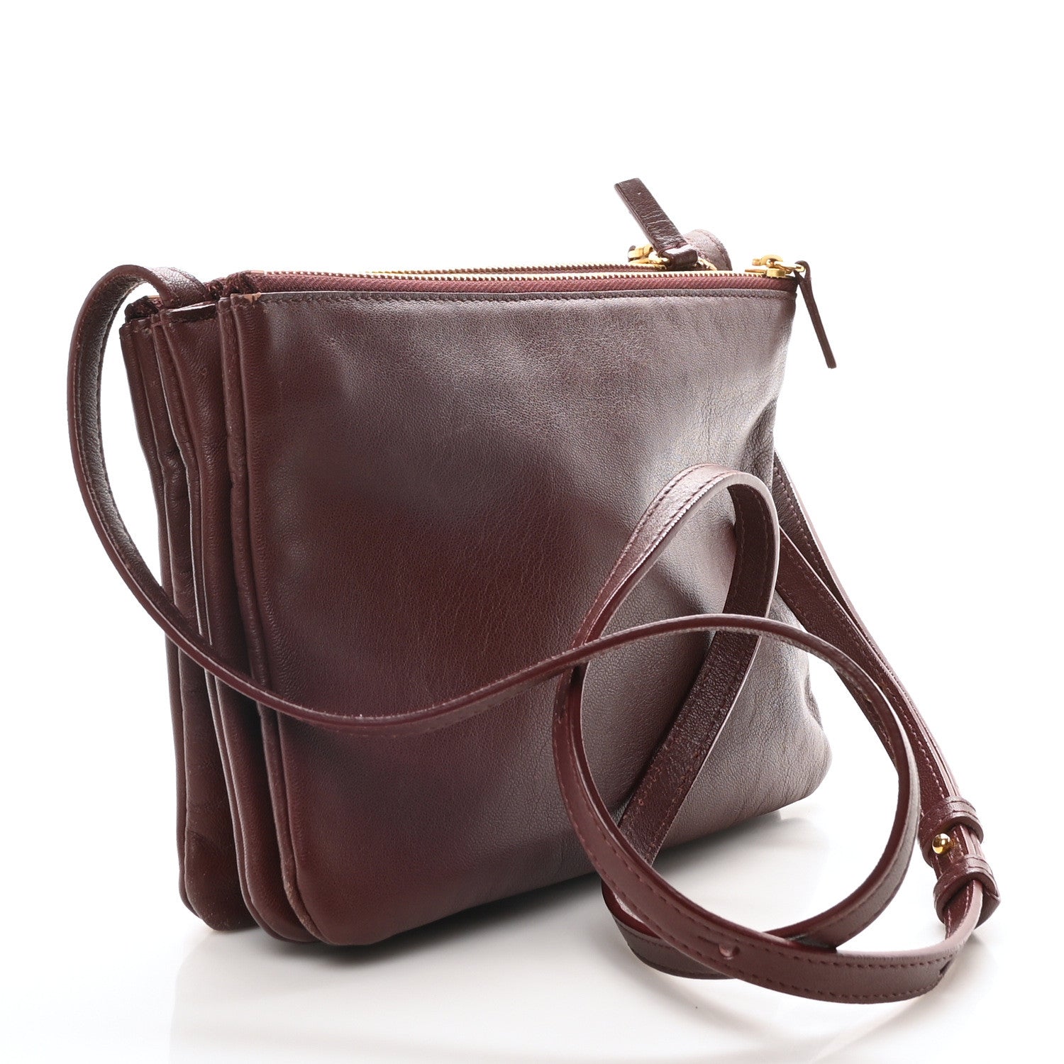 Celine Smooth Lambskin Small Trio Crossbody Bag Burgundy 3 of 9