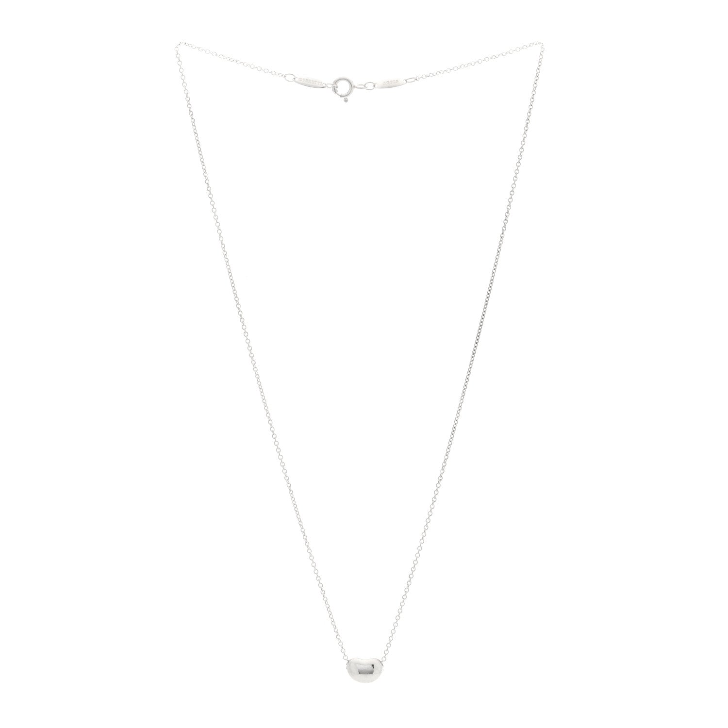 Tiffany Sterling Silver 9mm Elsa Peretti Bean Pendant Necklace 2 of 4