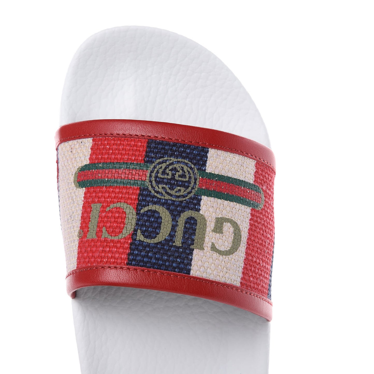 Canvas Sylvie Stripe Logo Pursuit Slide Sandals 36 Mystic White Hibiscus Red Maritime