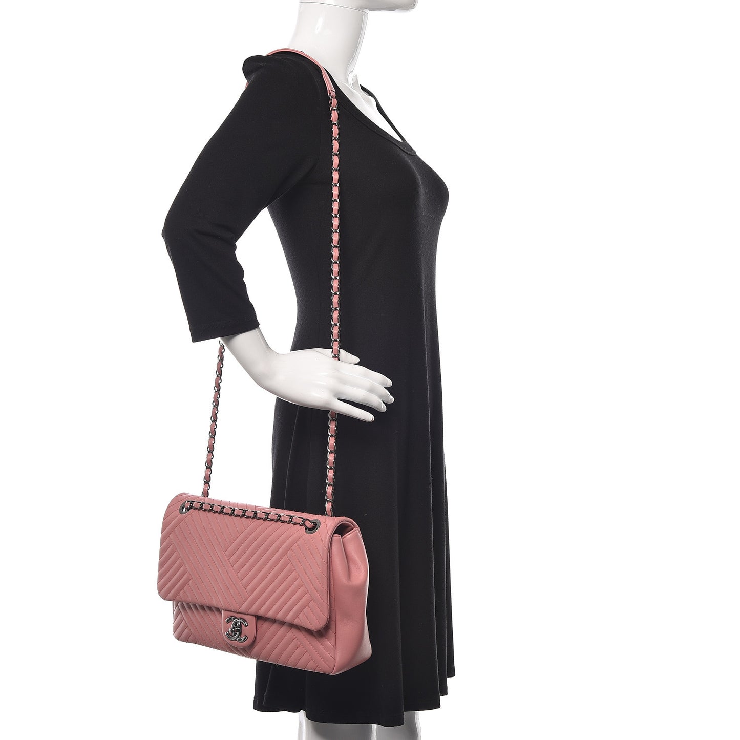 Lambskin Quilted Large CC Crossing Flap Pink