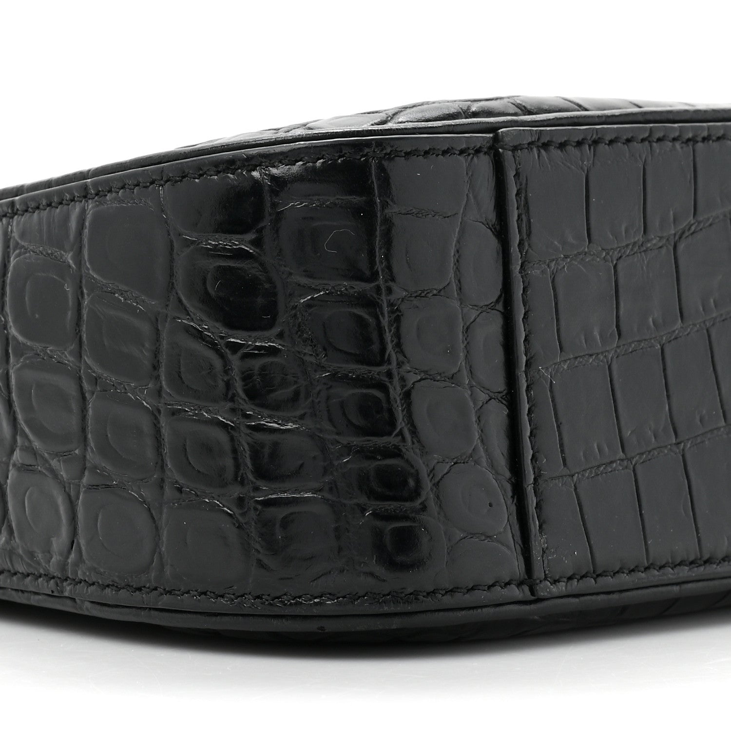 Saint Laurent Calfskin Crocodile Embossed LE 5 A 7 Hobo Black 10 of 14