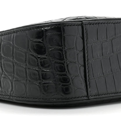 Saint Laurent Calfskin Crocodile Embossed LE 5 A 7 Hobo Black 10 of 14