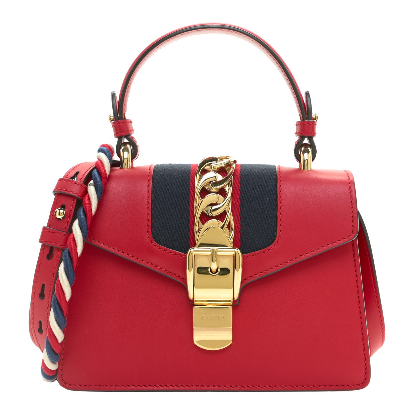 Calfskin Mini Sylvie Top Handle Bag Hibiscus Red