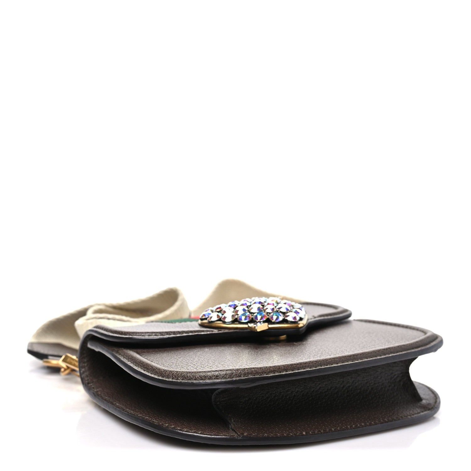 Gucci Textured Calfskin Web Crystal Heart Stripe Small Totem Shoulder Bag New Acero 4 of 11