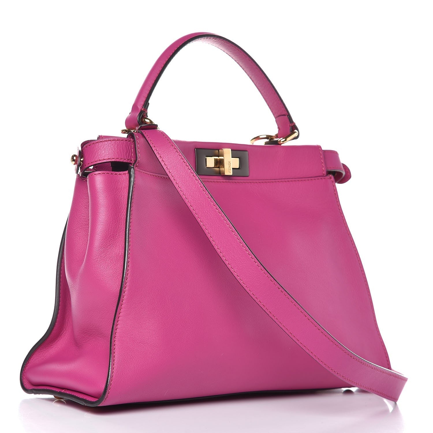 Fendi Vitello Seta Medium Peekaboo Iconic Satchel Magenta 4 of 9
