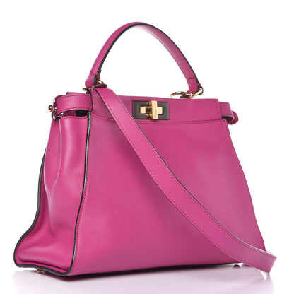 Fendi Vitello Seta Medium Peekaboo Iconic Satchel Magenta 4 of 9