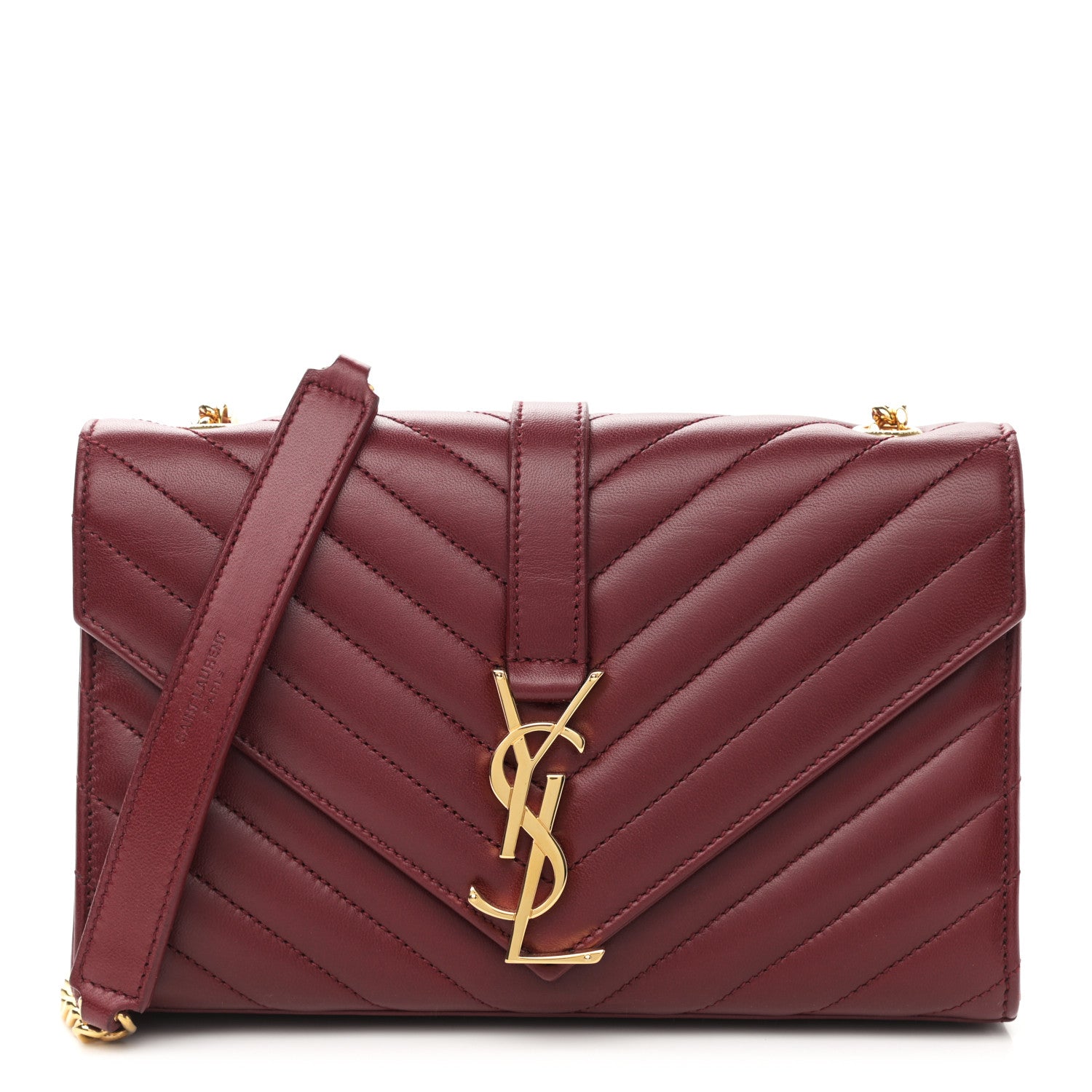 Saint Laurent Lambskin Matelasse Chevron Small Monogram Satchel Oxblood 1 of 9