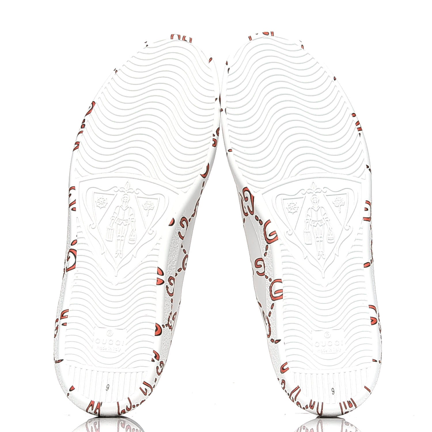 Gucci Calfskin GucciGhost Print Mens Ace Sneakers 9 White Hibiscus Red 4 of 4