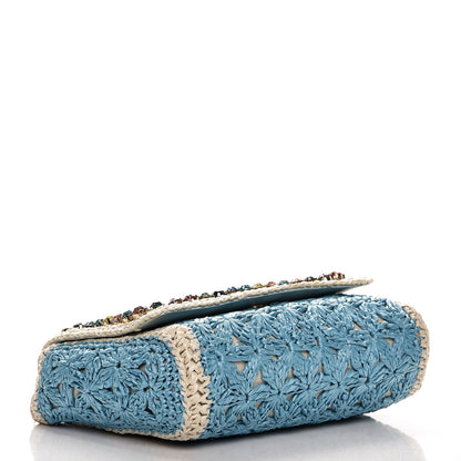 Dolce & Gabbana Raffia Studded Miss Charles Flap Shoulder Bag Sky Naked 4 of 8