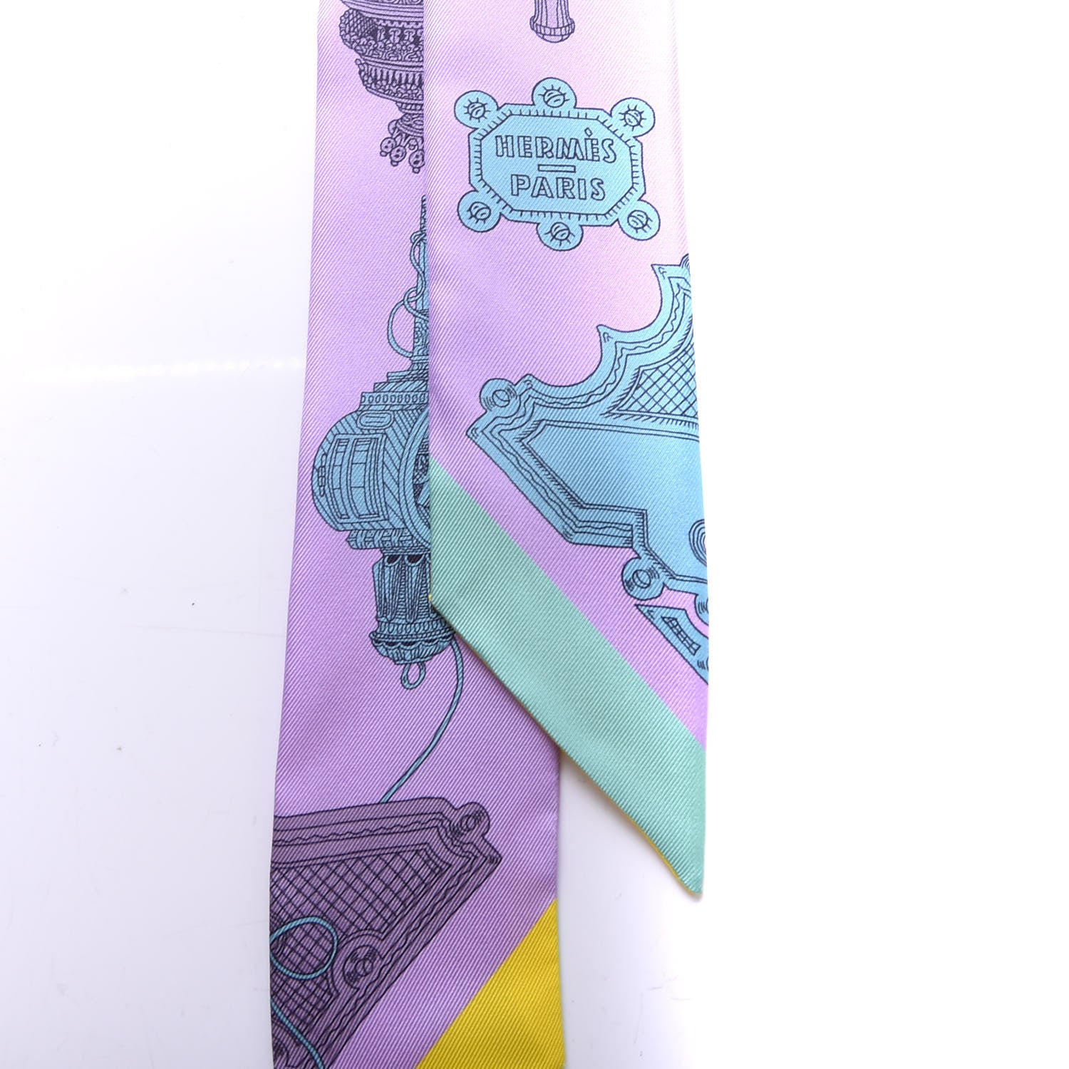 Hermes Silk Merveilleuses Lanternes Twilly Parme Turquoise Kaki 2 of 4