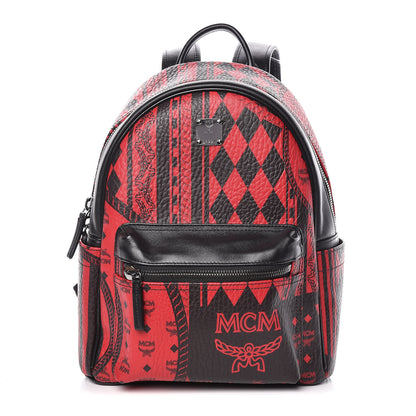 MCM Visetos Baroque Print Small Stark Backpack Black Red 1 of 10