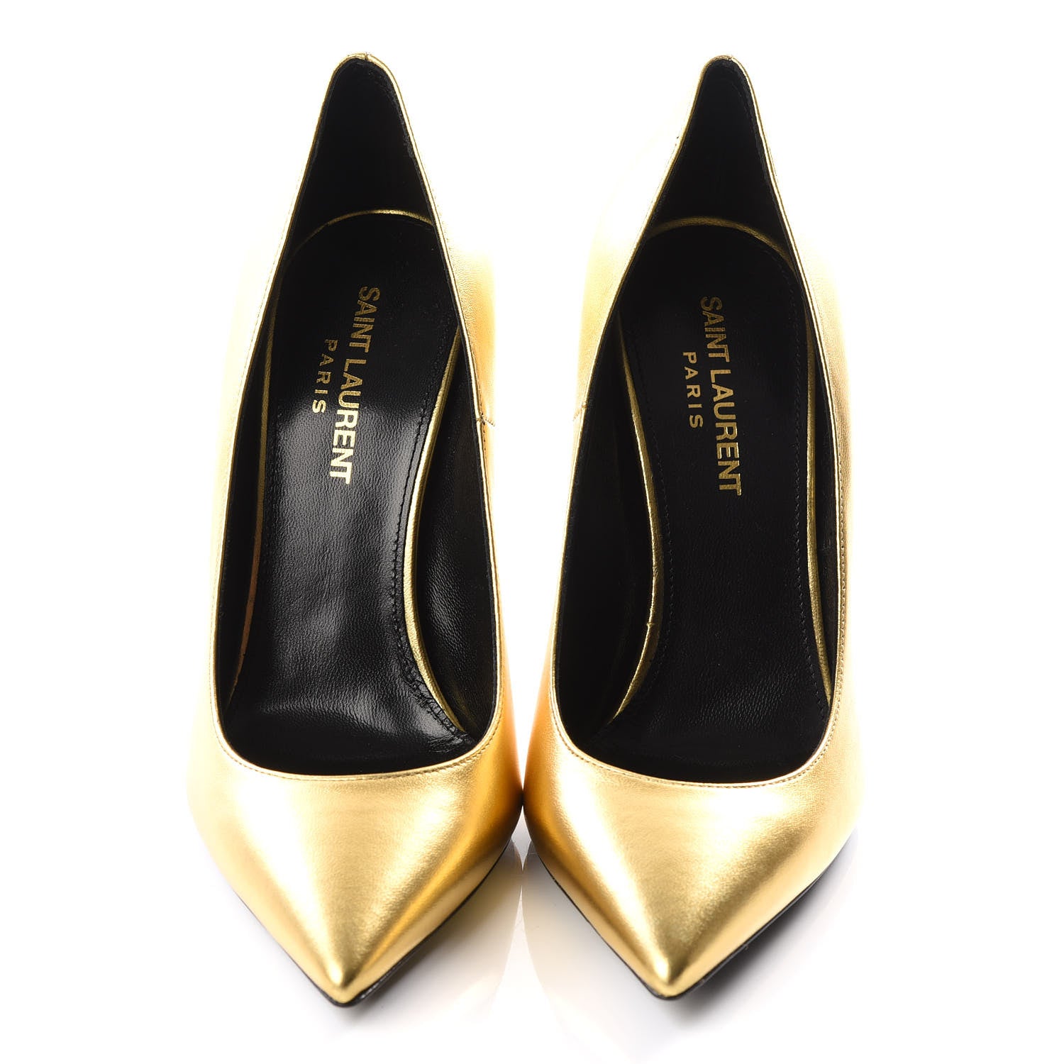 Saint Laurent Calfskin Opyum 100 Pumps 36.5 Gold 3 of 10