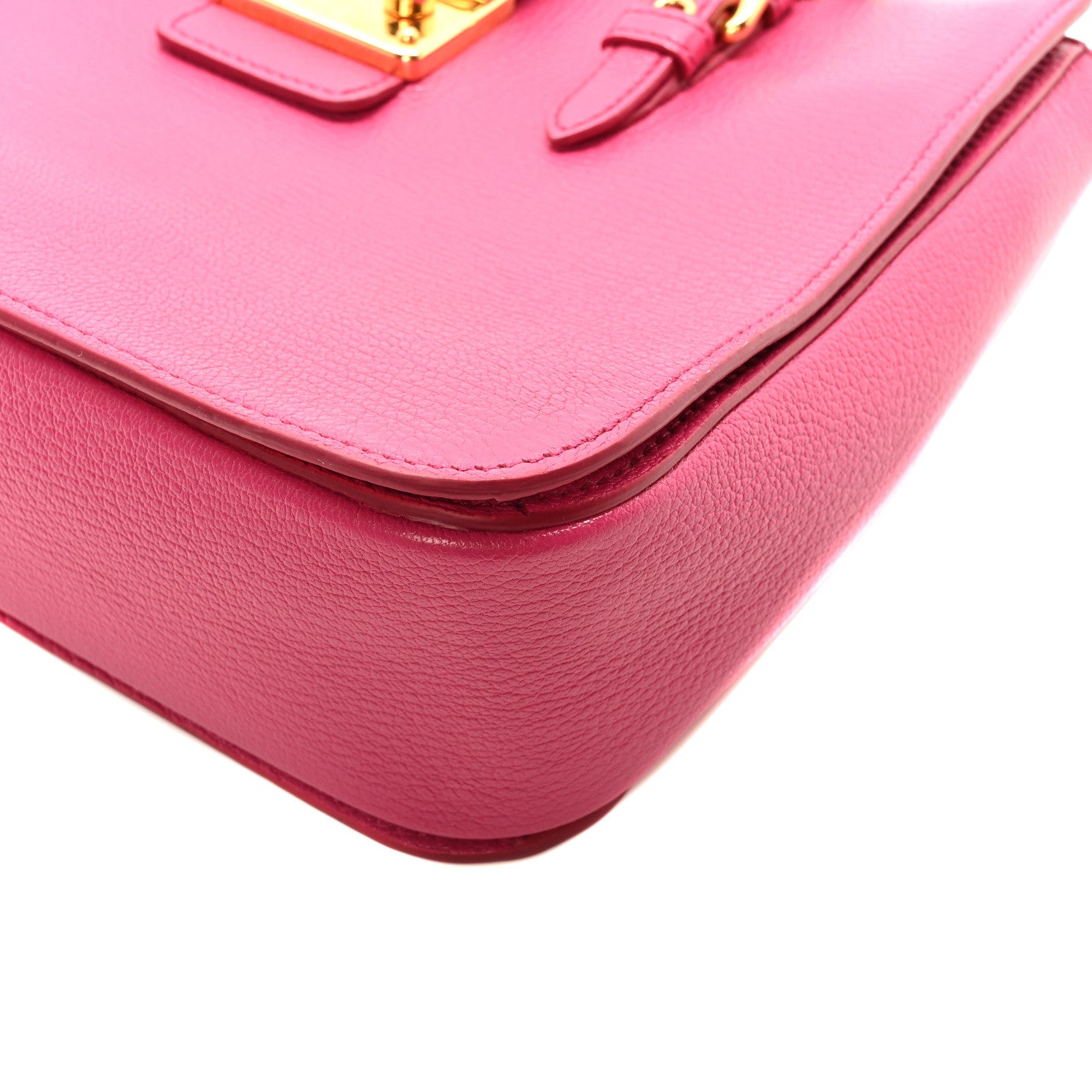 Miu Miu Goatskin Madras Shopping Tote Fuxia 9 of 9