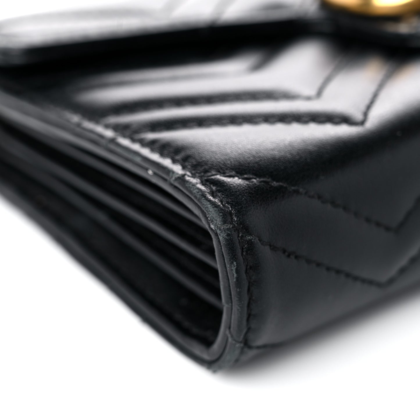 Calfskin Matelasse GG Marmont Chain Wallet Black