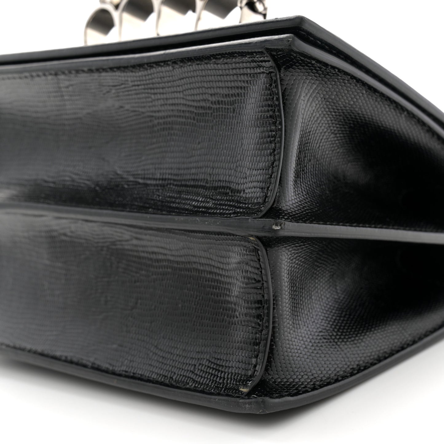 Lizard Embossed Calfskin Knuckle Crossbody Black