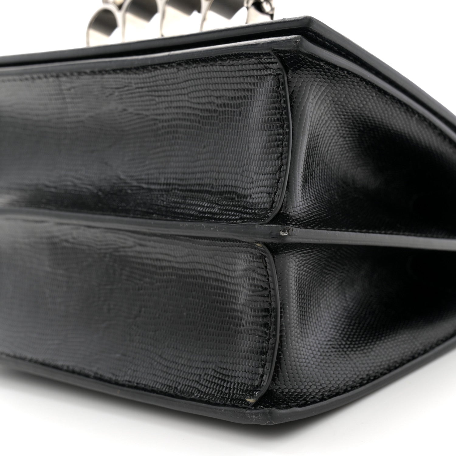 Alexander McQueen Lizard Embossed Calfskin Knuckle Crossbody Black 10 of 12