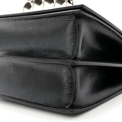 Alexander McQueen Lizard Embossed Calfskin Knuckle Crossbody Black 10 of 12