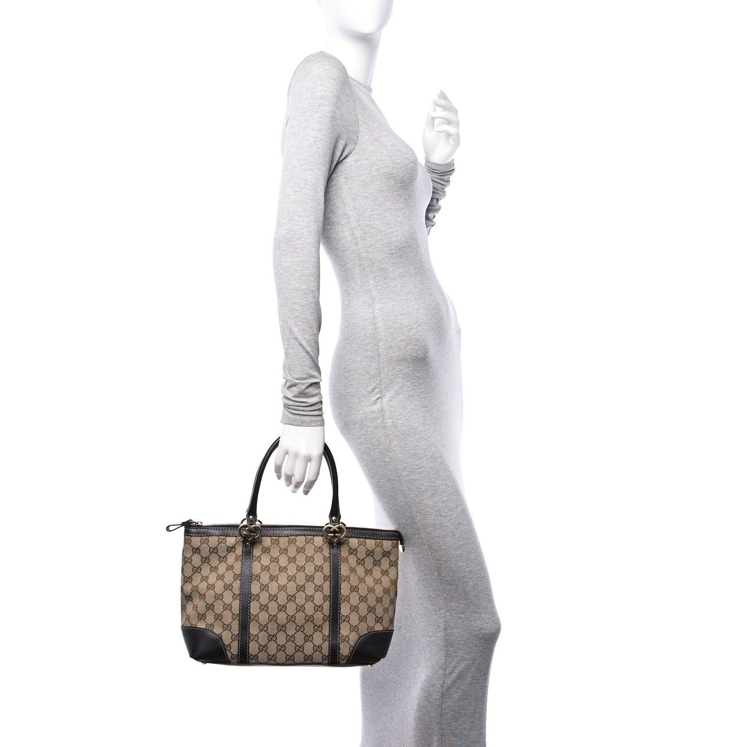 Gucci Monogram Small Lovely Heart Tote Dark Brown 2 of 10