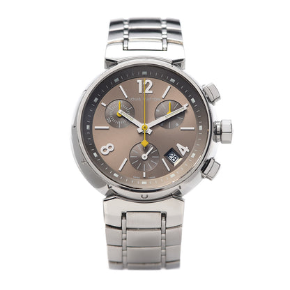 Louis Vuitton Stainless Steel 34mm Tambour Chronograph Quartz Watch Brown 1 of 5