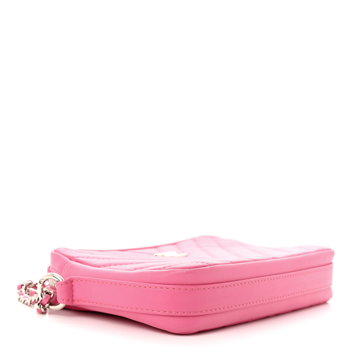 Chanel Lambskin Chevron Quilted Small Promenade Camera Case Pink 4 of 11